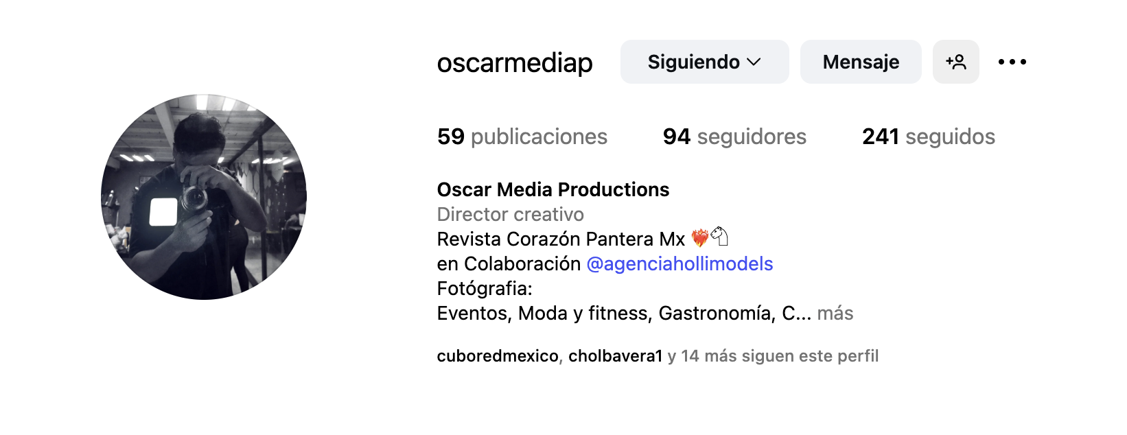 Ejemplo de perfil de colaborador Oscar Media